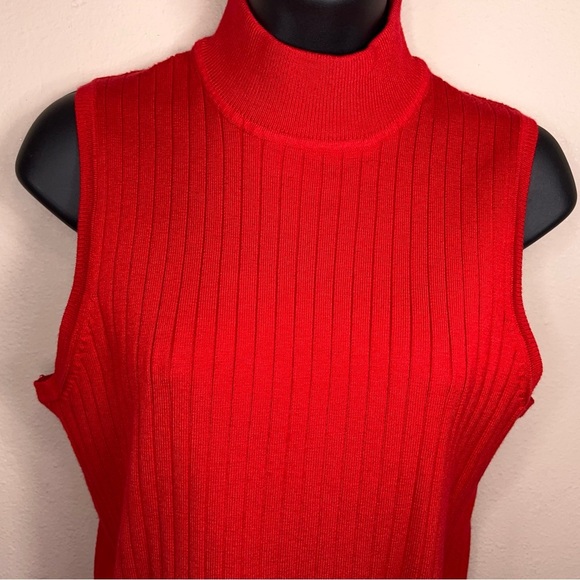 Vintage White Stag Large Red Ribbed Knit Top Classic Retro Turtleneck - Picture 7 of 13